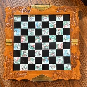 Wooden Chess Board with Black and White Squares